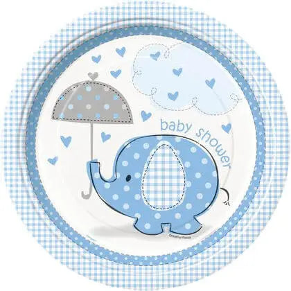 Umbrellaphants - 9" Blue Plates Party Expo