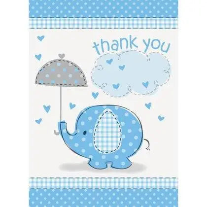 Umbrellaphants - Blue Thank You Cards - Party Expo