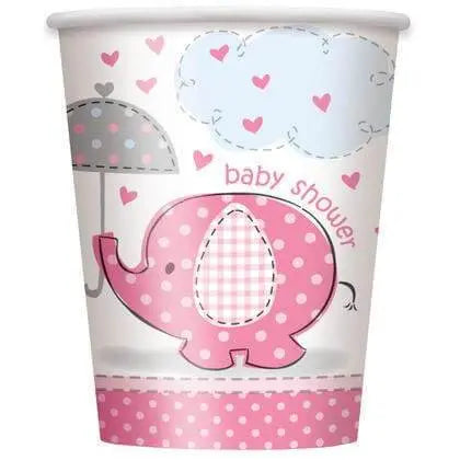 Umbrellaphants - 9oz Pink Cups (8ct) - Party Expo