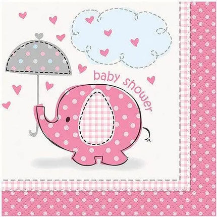 Umbrellaphants - Pink Beverage Napkins (16ct) - Party Expo