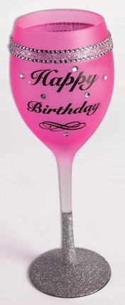 Wine Glass with Glitter - Happy Birthday - Party Expo