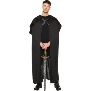 Medieval Knight Black Fur Cape (One size fits all)