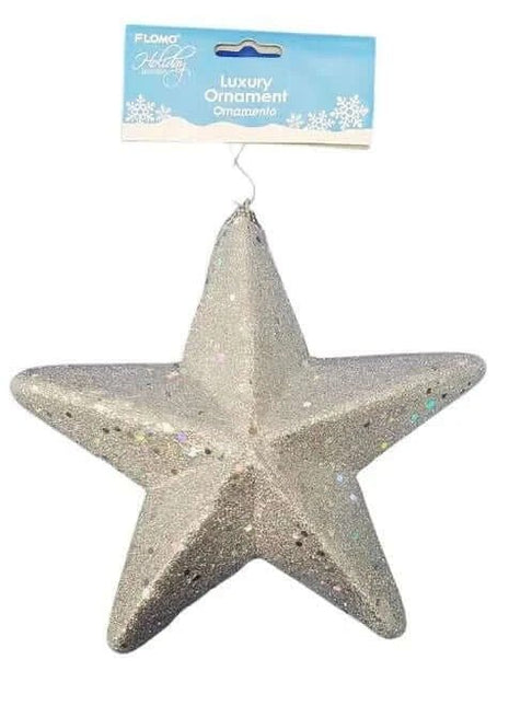 12" Christmas Glitter Foam Star Ornament - SKU:XO3194 - UPC:677916863335 - Party Expo