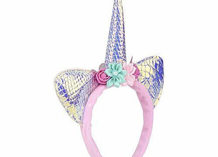 12" Metallic Unicorn Headband with Intricate Flower Detail - SKU:BO-UNIMF - UPC:097138905765 - Party Expo