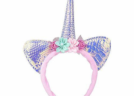 12" Metallic Unicorn Headband with Intricate Flower Detail - SKU:BO-UNIMF - UPC:097138905765 - Party Expo