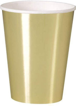 12oz Gold Paper Cups (8ct) - SKU:32296 - UPC:011179322961 - Party Expo