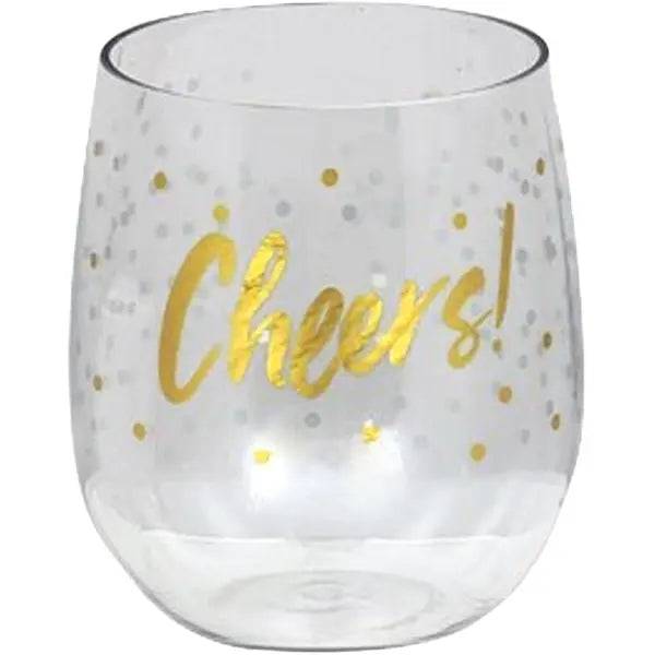 14oz "Cheers!" Plastic Stemless Wine Tumbler Party Expo  