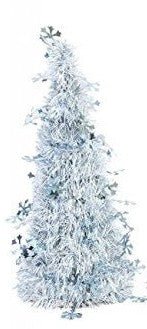 15" Christmas Tinsel Tree with Snowflake Icons (1ct) - SKU:XOV965 - UPC:677916863267 - Party Expo