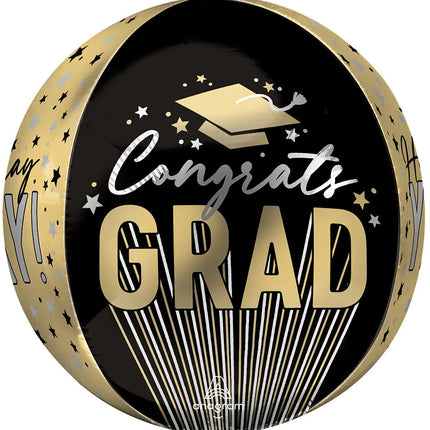 16" Stripes on Stripes Grad Orbz Mylar Balloon - G23 Party Expo  