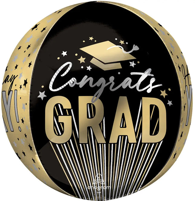 16" Stripes on Stripes Grad Orbz Mylar Balloon - G23 Party Expo  
