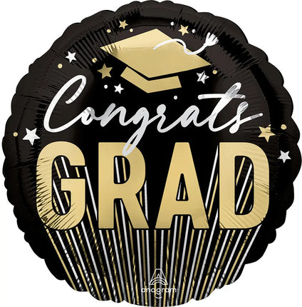 17" Stripes on Stripes Grad Mylar Balloon - G15 Party Expo  