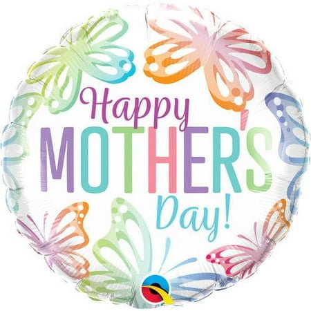 18" Moms Day Pastel Butterflies Mylar Balloon - SKU:17514 - UPC:071444175142 - Party Expo