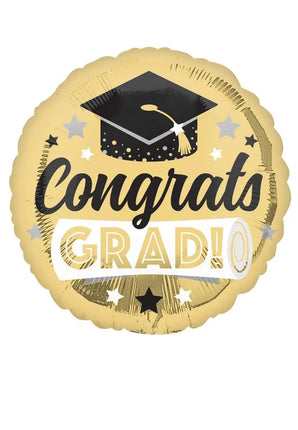 18" Shiny Gold Congrats Grad Mylar Balloon - G Party Expo  