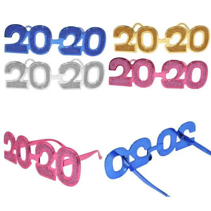 2020 New Year Glitter Glasses - Assorted Colors (1ct) - Party Expo