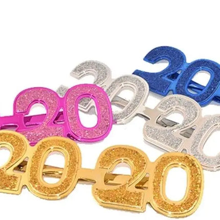 2020 New Year Glitter Glasses - Assorted Colors (1ct) - Party Expo