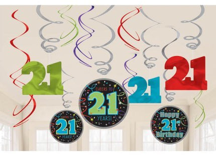 21st Brilliant Birthday - Swirl Decorations - SKU:671566 - UPC:013051602895 - Party Expo