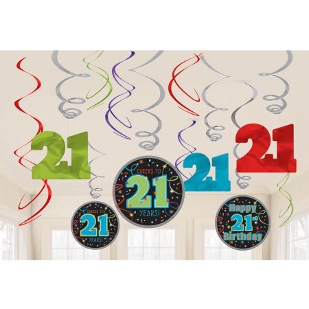 21st Brilliant Birthday - Swirl Decorations - SKU:671566 - UPC:013051602895 - Party Expo