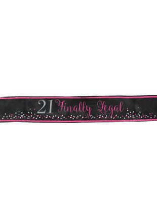 "21st Finally Legal" Sash (1ct) - SKU:340077 - UPC:013051604264 - Party Expo