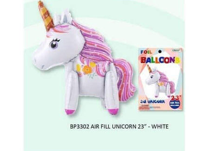 23" 3D Unicorn Air Filled Mylar Balloon - SKU:BP3302 - UPC:810057952067 - Party Expo