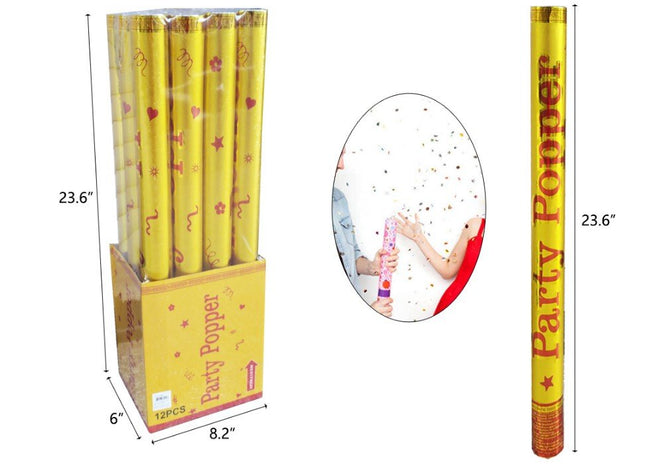 24" Golden Color Confetti Party Poppers (1ct) - SKU:79544 - UPC:670533795447 - Party Expo