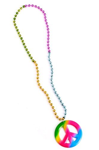 33" Hippie Peace Bead with Medallion - SKU:67492 - UPC:721773674921 - Party Expo