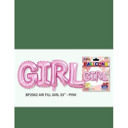 33" Pink Girl Banner Mylar Balloon - SKU:BP2062G - UPC:810057952975 - Party Expo