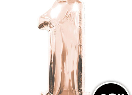 40" Number '1' Mylar Balloon - Rose Gold - SKU: - UPC:672713490814 - Party Expo