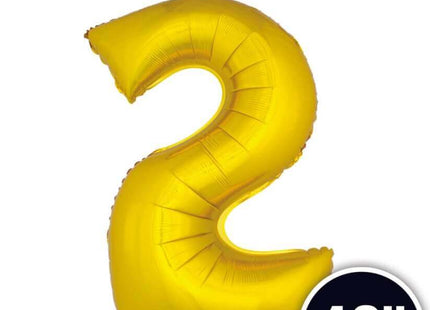 40" Number '2' Mylar Balloon - Gold - SKU:QX-317G2 - UPC:672713490623 - Party Expo