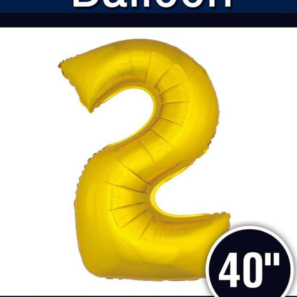 40" Number '2' Mylar Balloon - Gold - SKU:QX-317G2 - UPC:672713490623 - Party Expo