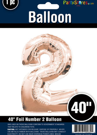 40" Rose Gold Number '2' Super Shape Mylar Balloon - SKU: - UPC:672713490821 - Party Expo