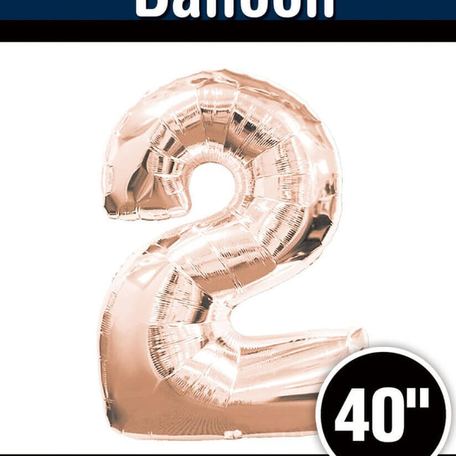 40" Rose Gold Number '2' Super Shape Mylar Balloon - SKU: - UPC:672713490821 - Party Expo