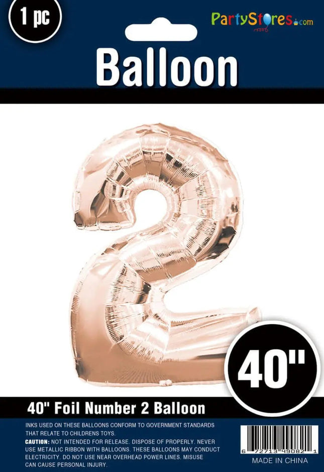 40" Rose Gold Number "2" Super Shape Mylar Balloon (1ct) Party Expo  