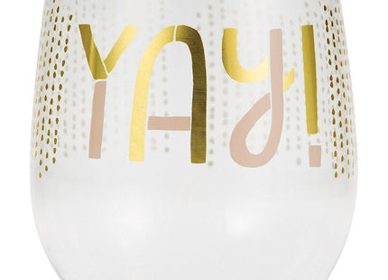 4oz "YAY!" Plastic Wine Glass - SKU:329900 - UPC:039938484668 - Party Expo