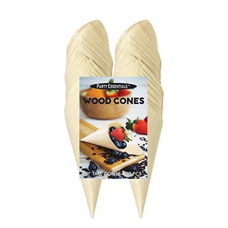 5" Wooden Cones - 100 count - SKU:N050077 - UPC:098382234960 - Party Expo