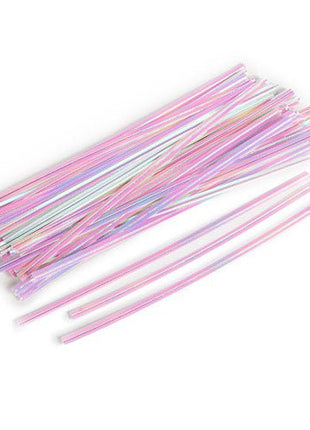 6" Iridescent White Twist Ties (50ct) - SKU:1638-35 - UPC:652695135491 - Party Expo