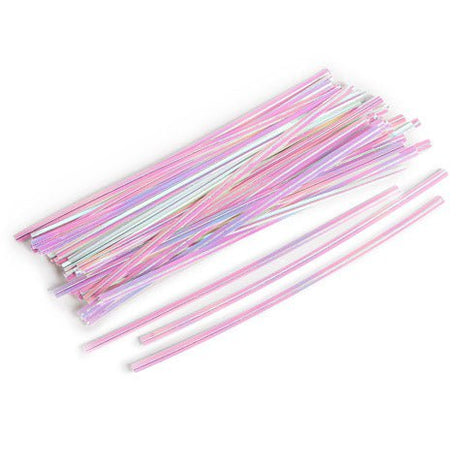 6" Iridescent White Twist Ties (50ct) - SKU:1638-35 - UPC:652695135491 - Party Expo