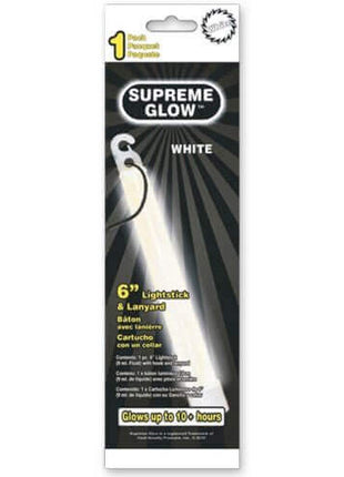 6" White Glow Stick - SKU:GLS708EA - UPC:716148397086 - Party Expo