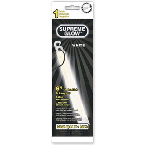 6" White Glow Stick - SKU:GLS708EA - UPC:716148397086 - Party Expo