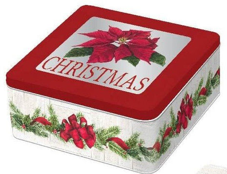 7" Christmas Tin Boxes with PVC Window - SKU:XOV992 - UPC:677916867951 - Party Expo