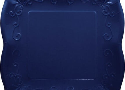 7" Embossed Navy Blue Square Plates (8ct) - SKU:333397 - UPC:039938524203 - Party Expo