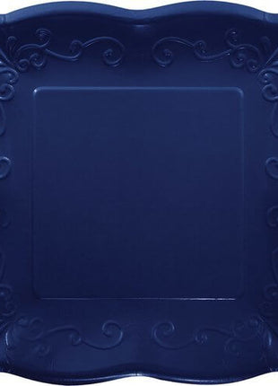 7" Embossed Navy Blue Square Plates (8ct) - SKU:333397 - UPC:039938524203 - Party Expo