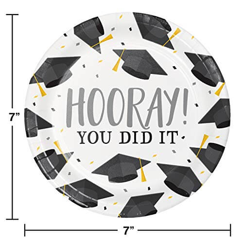 7" Hooray You Did It! Graduation Dessert Plates (8ct) - SKU:349684 - UPC:039938757519 - Party Expo