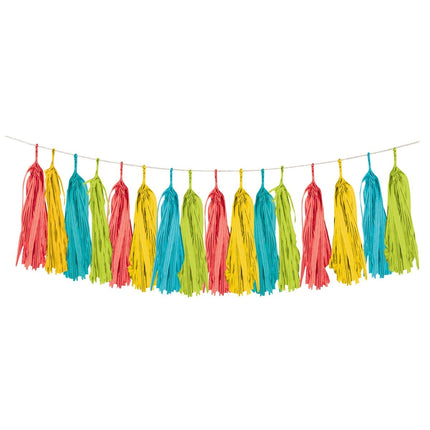 8ft Serape Tissue Paper Tassel Garland - SKU:324361 - UPC:039938414559 - Party Expo