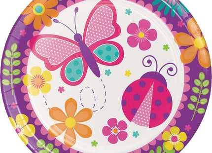 9" Garden Butterfly Ladybug & Flowers Dinner Plates (8ct) - SKU:331749- - UPC:039938503116 - Party Expo