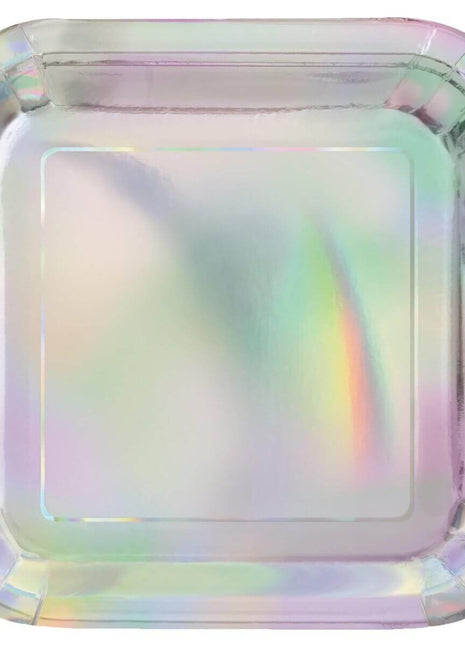 9" Iridescent Square Dinner Plates (8ct) - SKU:53935 - UPC:011179539352 - Party Expo