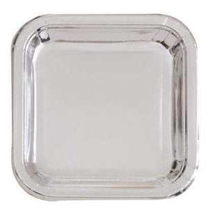 9" Silver Square Dinner Plates (8ct) - SKU:32325 - UPC:011179323258 - Party Expo