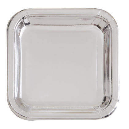 9" Silver Square Dinner Plates (8ct) - SKU:32325 - UPC:011179323258 - Party Expo