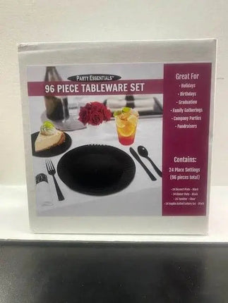 96 Piece Black Tableware Set ( 24 Place Settings) - Party Expo