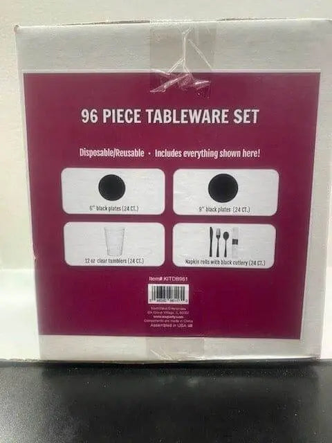96 Piece Black Tableware Set ( 24 Place Settings) - Party Expo