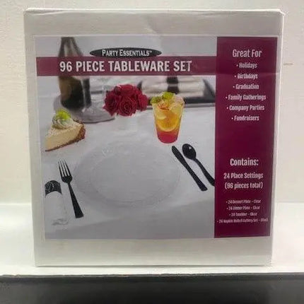 96 Piece Clear Tableware Set ( 24 Place Settings) - Party Expo